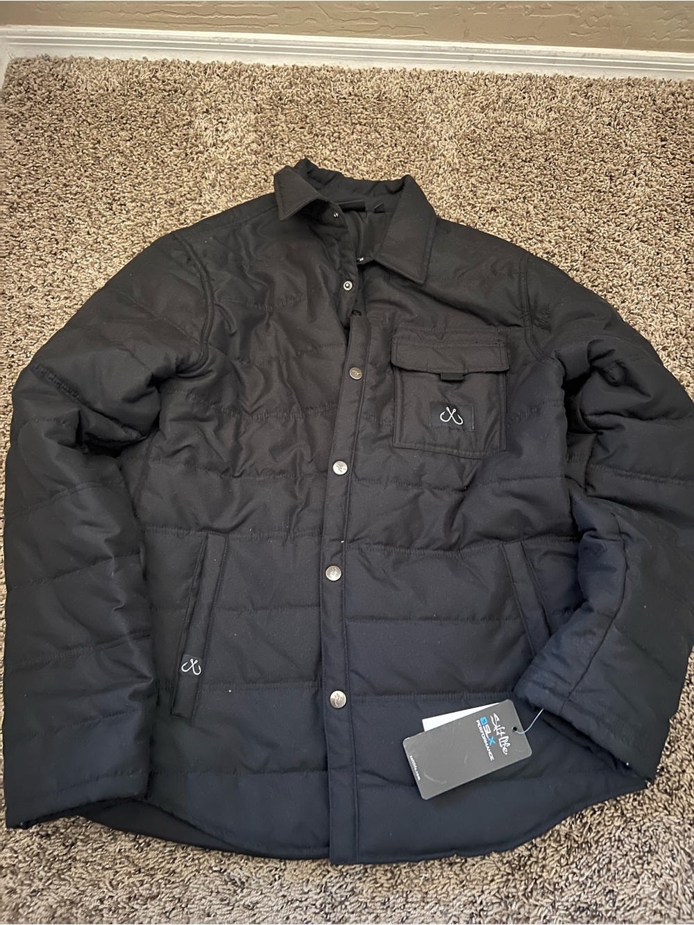Men's Quilted Black Jacket with Chest Pocket
